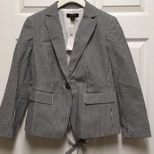 Seersucker Jacket, size-0,Striped,Navy/white,lined